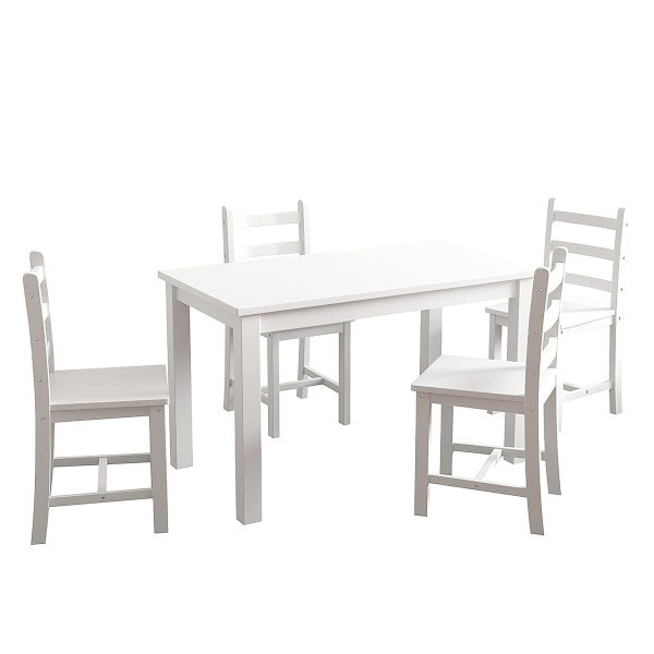 Wooden Table Set Chairs 5 Piece Dining Kitchen Pine Wood Furniture Rectangular Carousel 8