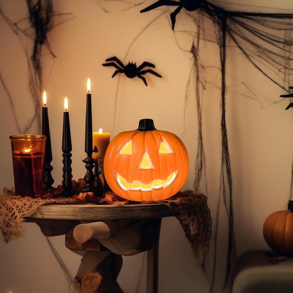 Halloween Pumpkin Decoration,8" LED Halloween Pumpkin Lantern,Pumpkin Shape Lamp Carousel 8