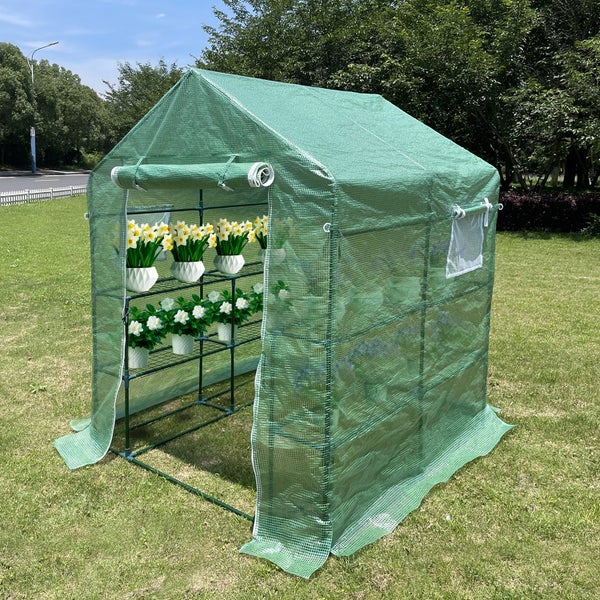 EcoPro 143 x 143 x 195cm Walk-in Mini Greenhouse PE Cover Plant Garden Shed Carousel 2