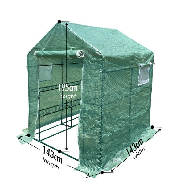 EcoPro 143 x 143 x 195cm Walk-in Mini Greenhouse PE Cover Plant Garden Shed Carousel 10