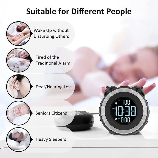 Dual Loud Bed Shaker Alarm Clock Carousel 9