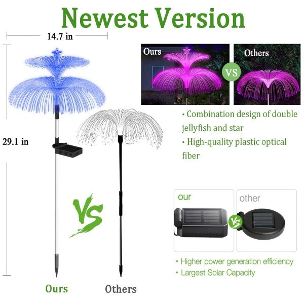 3PCS Outdoor Solar Garden Lights Flower Jellyfish Yard Lights NEW Carousel 2