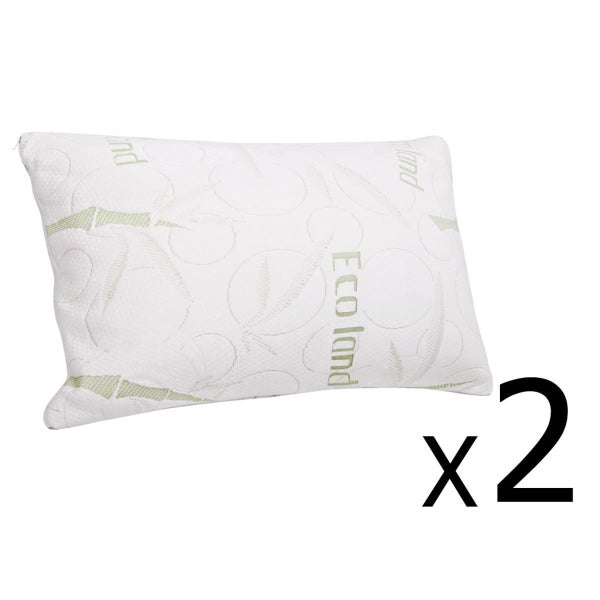 Set of 2 Bamboo Fabric Cover Shredded Memory Foam Pillow 70 x 40 cm Carousel 1