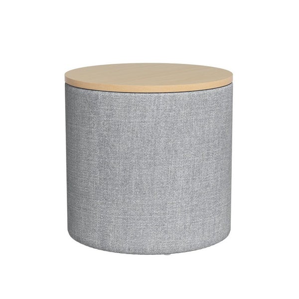 Artiss Storage Blanket Box 40Cm Linen Round Grey Blanket Boxes Carousel 1