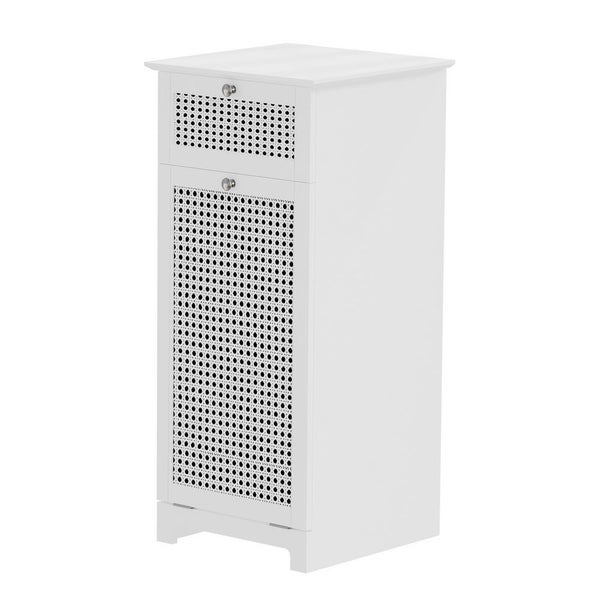 Artiss Laundry Hamper Cabinet Bathroom Storage White Rattan Clothes Basket Laund Carousel 1