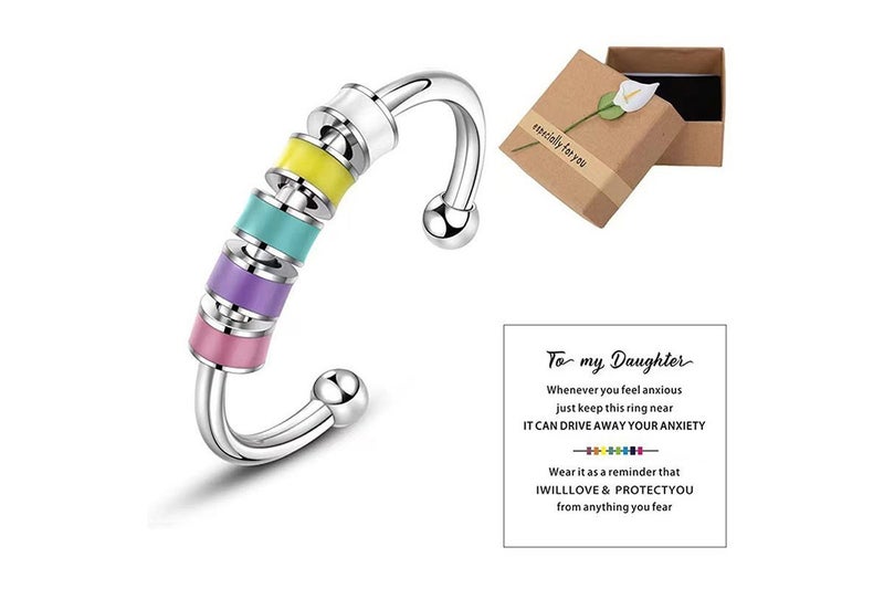 To Daughter Anxiety Fidget Ring Meditation Ring Adjustable Opening Ring-Style 2 Carousel 1