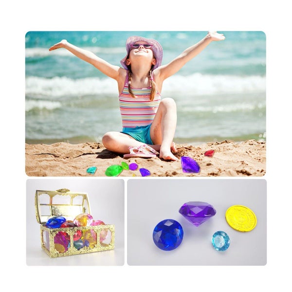 24Pcs Diving Gem Pool Toys Swimming Diving Toys with 2 Treasure Pirate Boxes Carousel 2