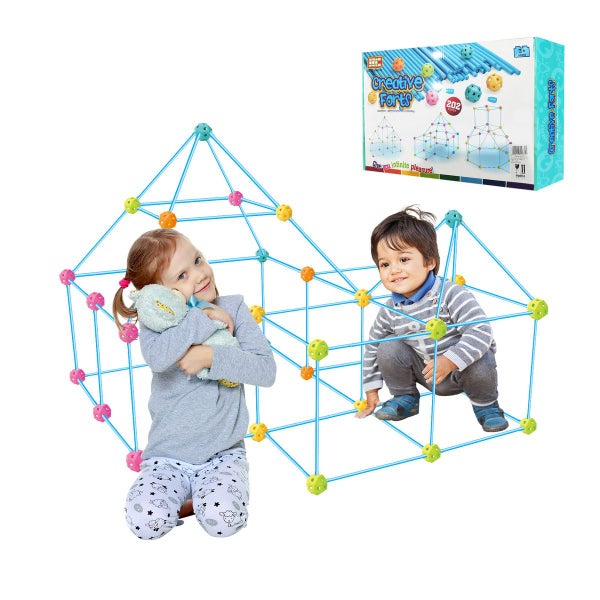 Kids DIY Fort Building Kit 202PCS Castle Construction Toy Carousel 12