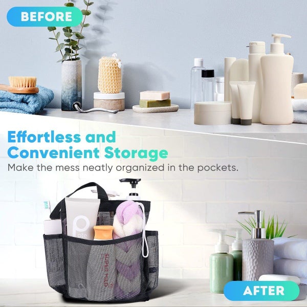 Shower Caddy Storage Mesh Bag Essentials Pocket Camping Beach Carousel 13
