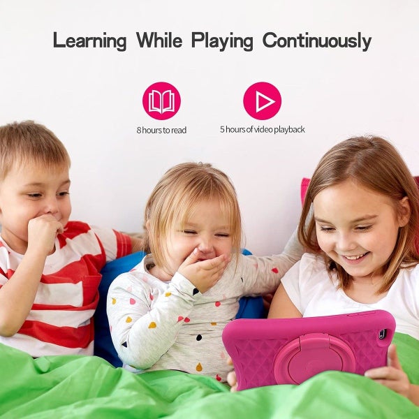 8 Inch Kids Tablet,Quad Core Android Tablet 64GB WiFi Bluetooth Tablet, Pink Carousel 6