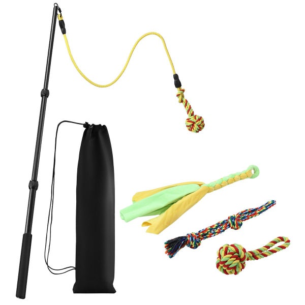 Interactive Flirt Toy Pole Dog Cat Play Wand Retractable Agility Training Stick Carousel 12
