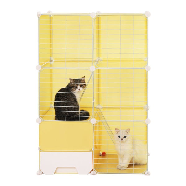 Cat Cage Enclosure Pet Crate Litter Box Rabbit Hutch Carousel 14