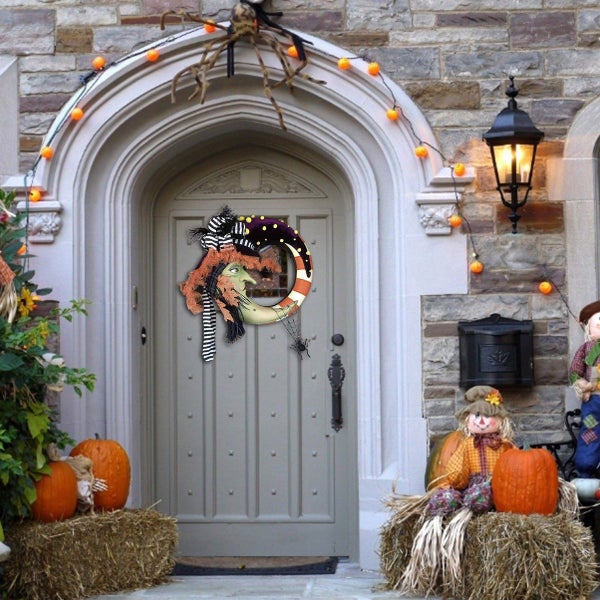 Garland Halloween Decoration Halloween Pumpkin Door Hanging Wreath (1 Pack) Carousel 7