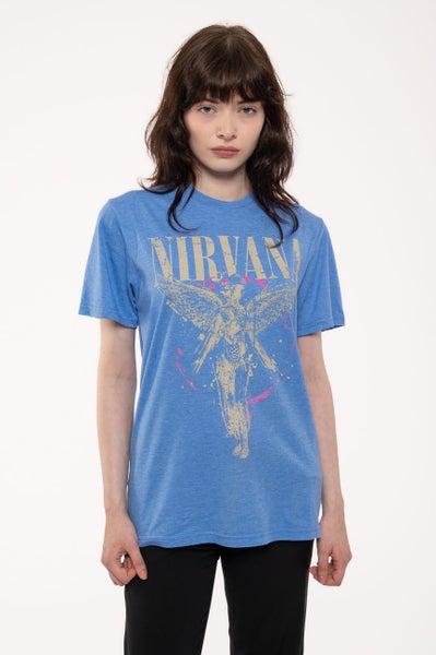 Nirvana T Shirt In Utero Band Logo new Official Unisex Light Blue Carousel 4