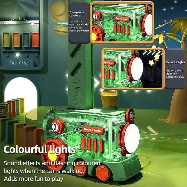 200 PCS Automatic Dominoes Train Set Toy Carousel 8