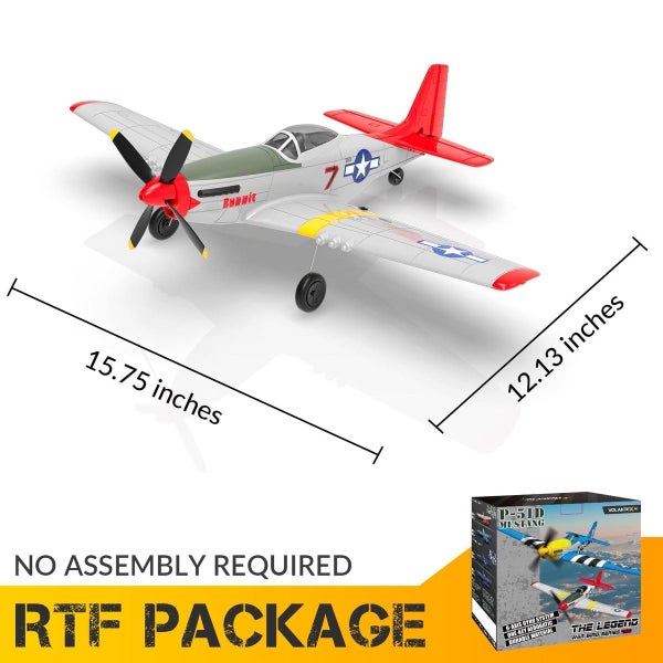 RC Plane P51D Mustang RTF for Beginners,2.4Ghz 4CH Remote Control Airplane Easy Carousel 16