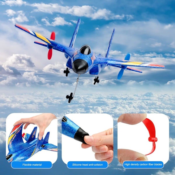 RC Plane Remote Control Glider Airplanes 2.4 GHZ 2 Channels for Men Kids Blue Carousel 2