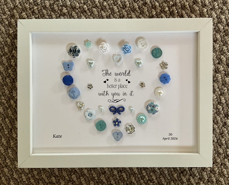 Personalised framed handmade button gift for 30th, 50th birthday, anniversary Carousel 2