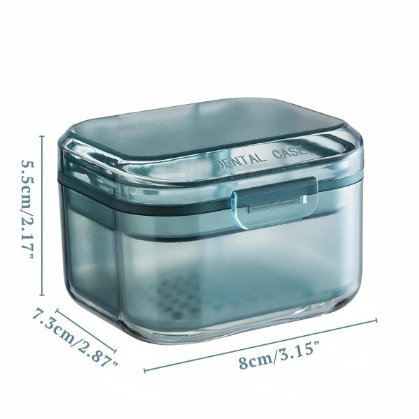 Retainer clean Case, Orthodontic Denture Bath Box with Strainer Basket (Blue) Carousel 7