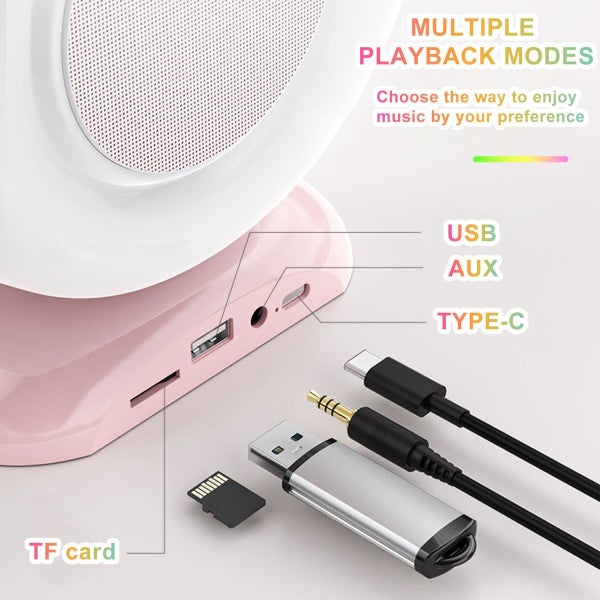 Mini Karaoke Machine for Kids,Portable Bluetooth Speaker with 2 Wireless Microph Carousel 10
