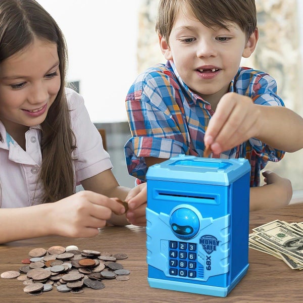 Piggy Bank, Electronic Password ATM Cash Coin, Gift Toy for Kids (Blue) Carousel 7