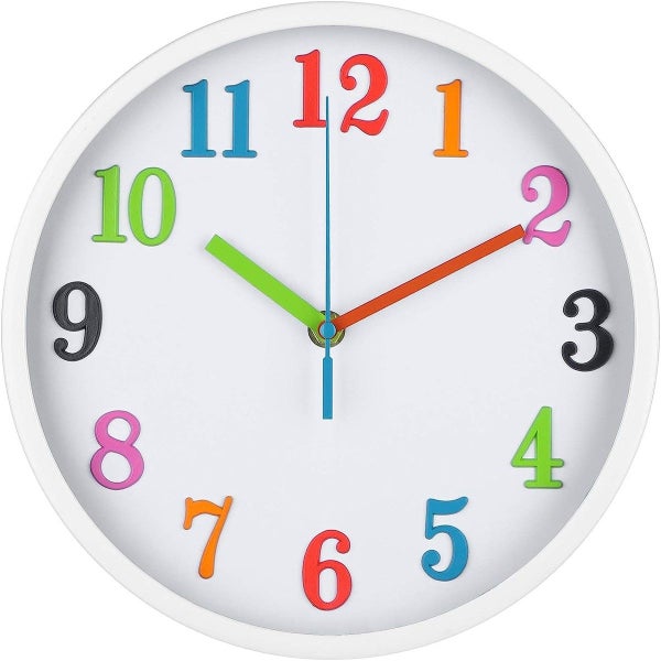 Colorful Kids Wall Clock, 10 Inch Silent Non Ticking Quality Quartz Wall Clocks Carousel 2