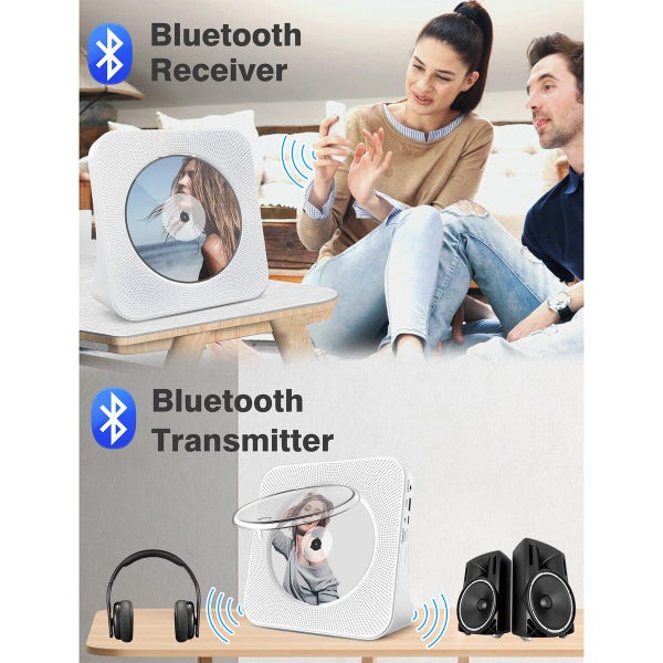 Portable CD Player 4000mAh Bluetooth Music Player with HiFi Speaker Carousel 17
