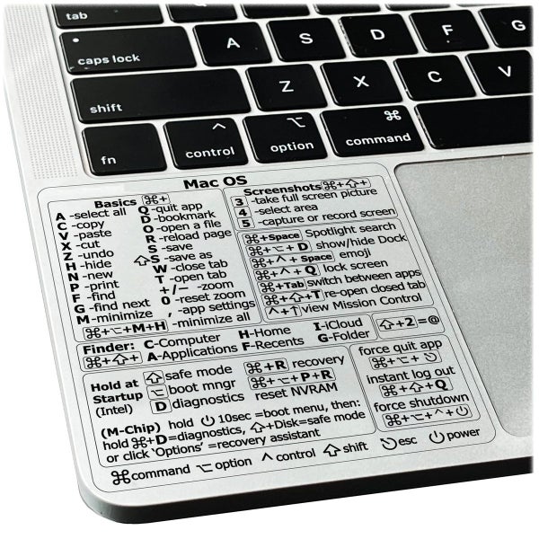 Mac OS Keyboard Shortcuts Vinyl Sticker Compatible with 13-16-inch MacBook Air Carousel 2