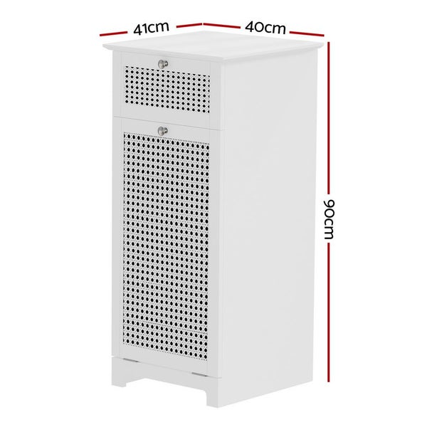 Artiss Laundry Hamper Cabinet Bathroom Storage White Rattan Clothes Basket Laund Carousel 2