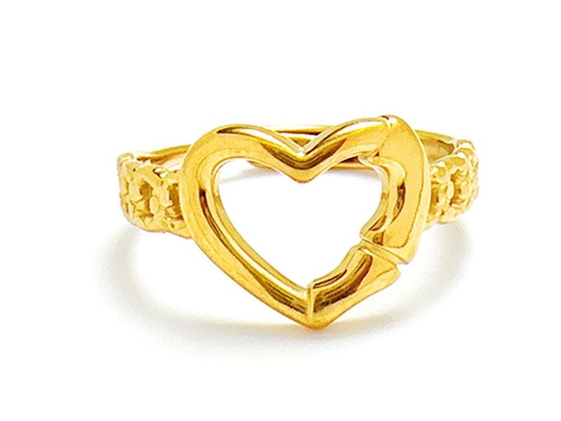 Open Heart Titanium Ring in Gold Finish Carousel 1