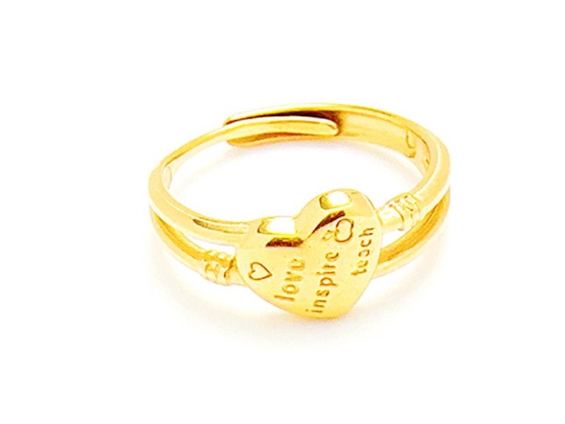 Heart-Shaped Gold-Plated Titanium Open Ring Carousel 1