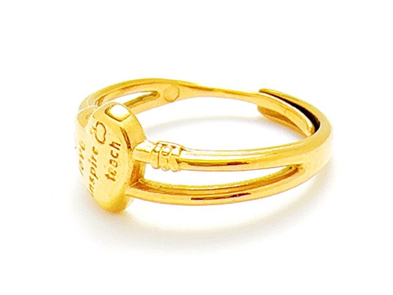 Heart-Shaped Gold-Plated Titanium Open Ring Carousel 2