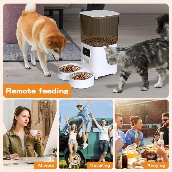 Pawz 5L Automatic Pet Feeder Double Bowl Dog Cat Auto Smart Food Dispenser Timer Carousel 2