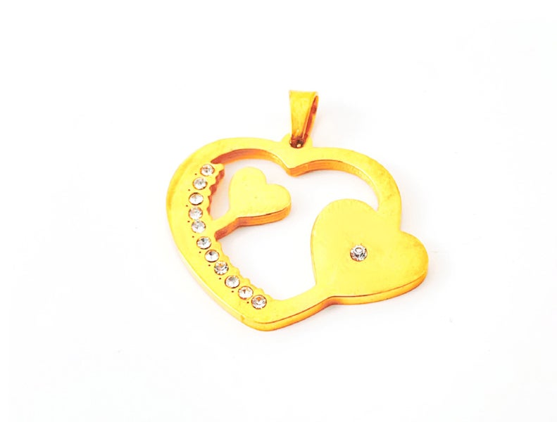 Gold-Plated Titanium Heart Pendant with Zirconia Carousel 1