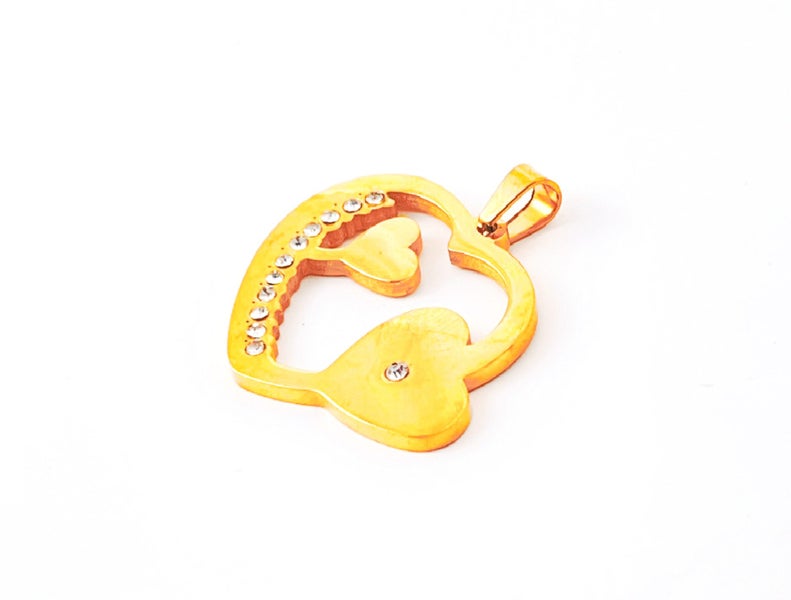 Gold-Plated Titanium Heart Pendant with Zirconia Carousel 2