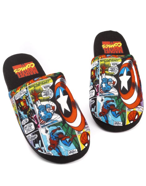 Marvel Black Mule Slippers (Mens) Carousel 1