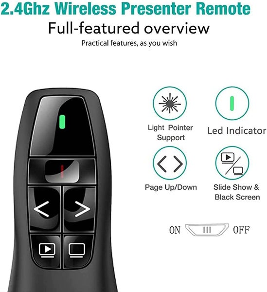 Presentation Clicker Pointer 328FT Wireless Presenter Remote For PC Carousel 2