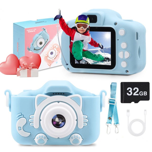 Kids Camera 1080P HD Digital Video Cameras with 32GB SD Card Mini Rechargeable Carousel 2