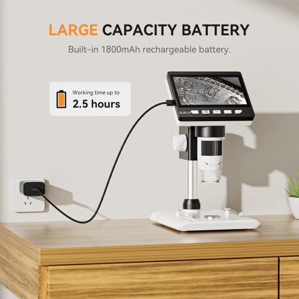 4.3" Coin Microscope,LCD Digital Microscope 1000x,Coin Magnifier Carousel 9