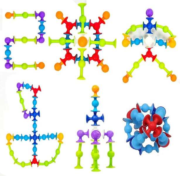 48 Piece Suction Cup Toys Construction Set for Toddlers 3 Year Old Boys Girls Carousel 9