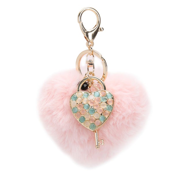 handbag decorations Heart Shaped Fluffy Plush Ball Keychain Pendant Handbag Carousel 8
