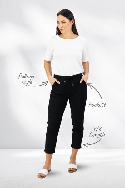 Vassalli 7/8 Elastic Waist Pants Black Carousel 2