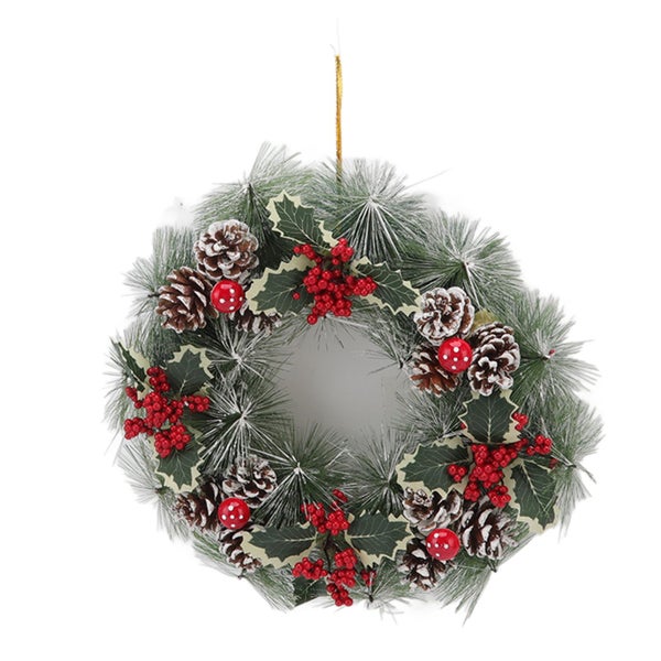 christmas wreath Christmas Garland Vivid Lifelike Pine Needles Christmas Carousel 2