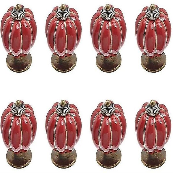 Pumpkin Drawer/door Knobs, Set Of 8, Red Carousel 1