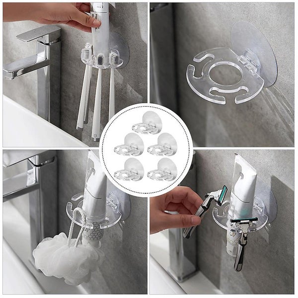 5 Pcs Wall Mounted Shelves Wall Mounted Toothbrush Rack Electric Toothbrush Hol Carousel 2