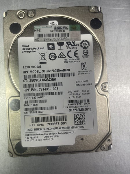 HP STHB1200S5XEN010 1.2TB 10K SAS 6Gb/s 128MB Cache 2.5" HDD 1FF201-087 Carousel 1