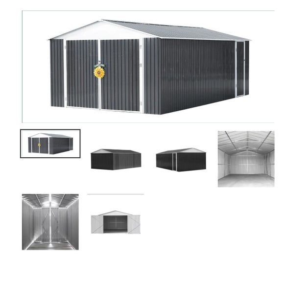 Outdoor Metal Steel Garden Garage Shed Carport - Swing Door 3480x5900x2300mm Carousel 1