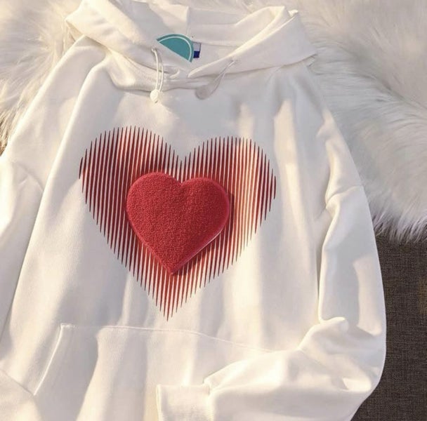 Girls Heart design pattern hoodie brand new size xl Carousel 2