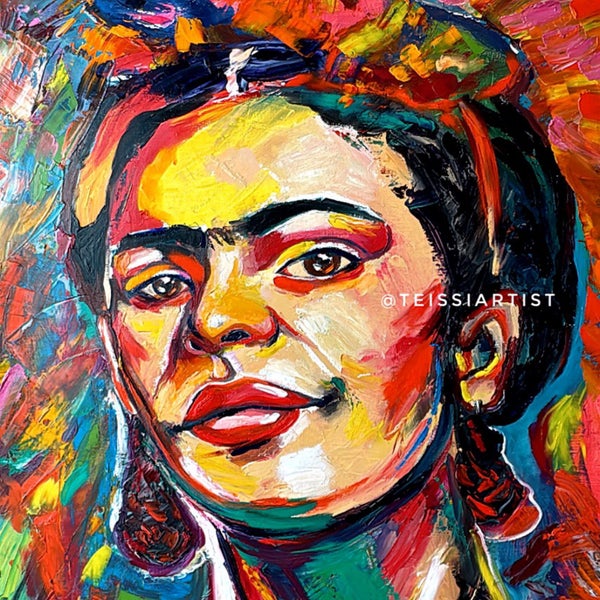 Frida Kahlo portrait pop art colourful painting texture abstract62854317199746113