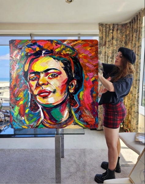 Frida Kahlo portrait pop art colourful painting texture abstract628543171997461111